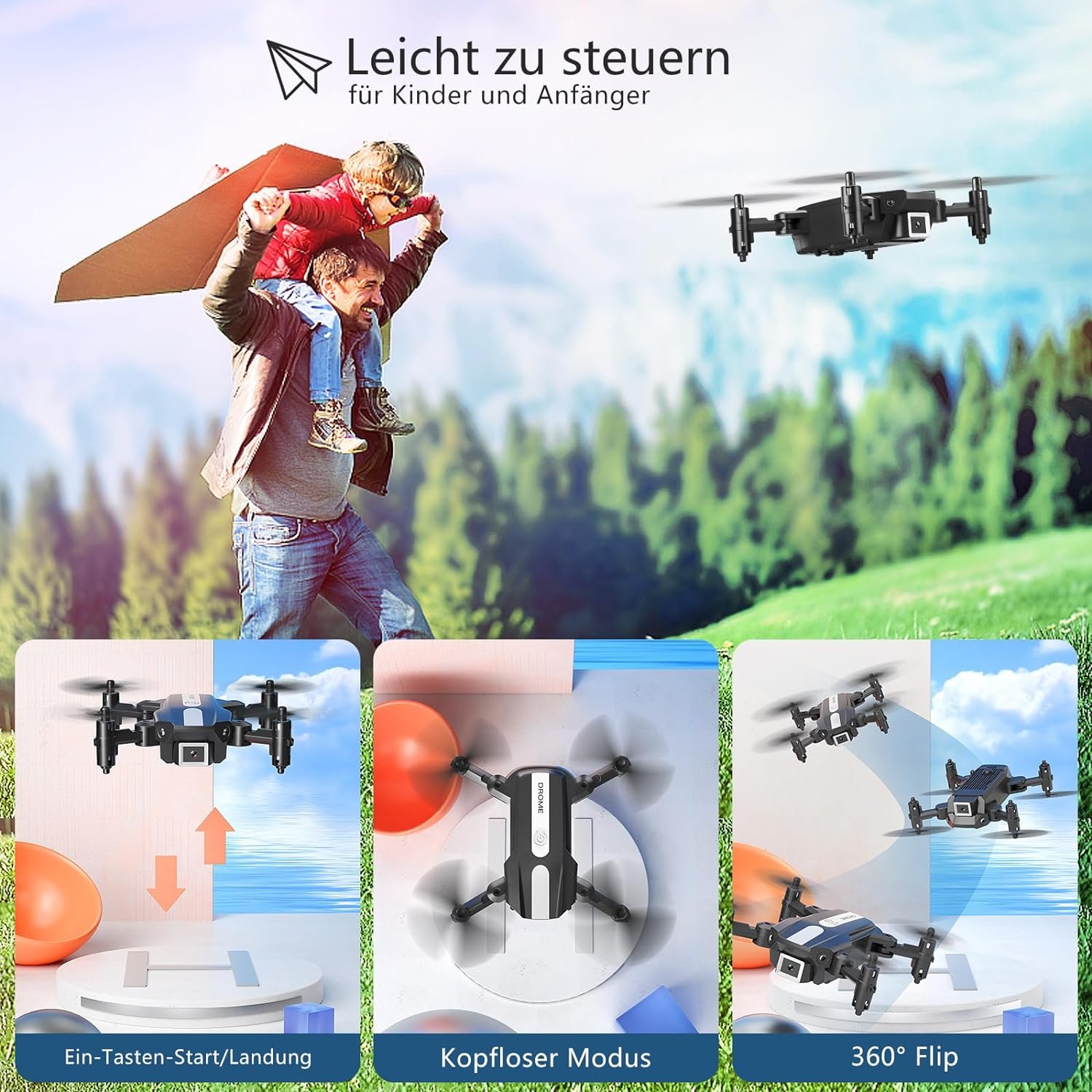 Wipkviey T26 Drone with Camera 1080P, RC Foldable FPV Quadcopter with 2 Batteries, 26-30 Minutes Flight, 3D Flip, Gravity Sensor, Headless Mode, One Button Start/Landing, Christmas Gifts for Men - Image 4
