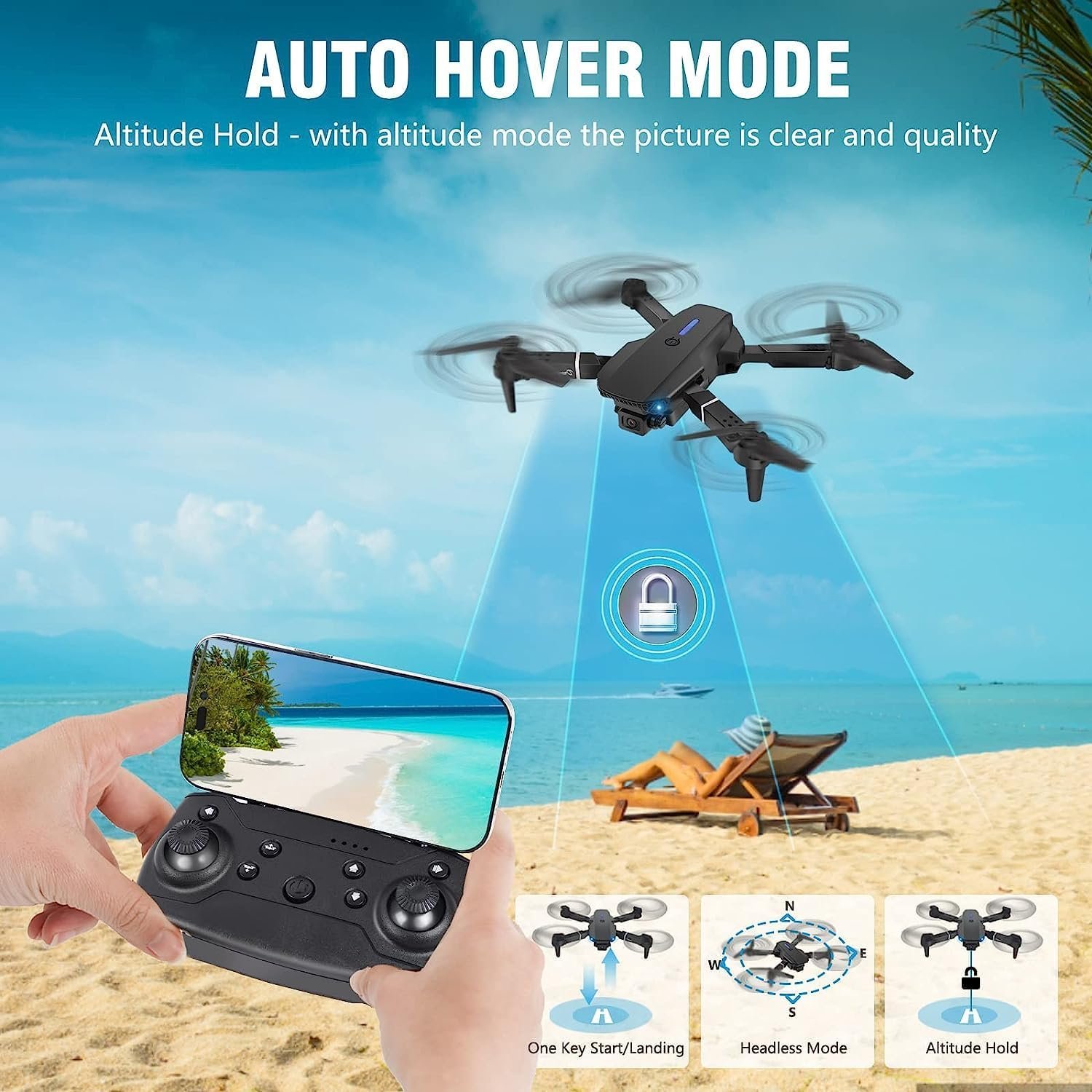 Drone with Camera, HD 4K Foldable Drone Long Flight Time, RC Quadcopter with Bag, Circle Flight, 3D Flip, One Button Return, Headless Mode, Mini Drone Gift for Beginners, Children, Teenagers - Image 4
