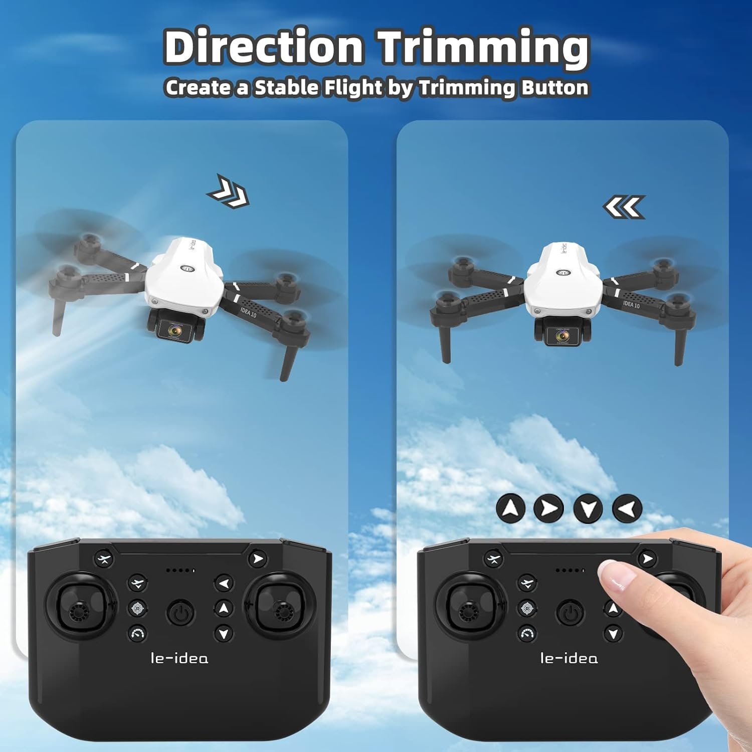 morlyrctooy Mini Drones with 2 Cameras, 720P Idea10 Drone for Children, Beginners, RC Quadcopter with Optical Flow Positioning, Altitude Hold, 360° Flip, 2 Batteries - Image 7