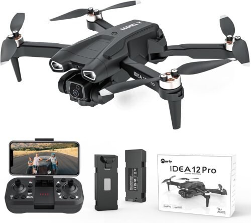 12PRO Drone with Camera Brushless Motor Drone for Beginners and Adults with Motorised Adjustable 135° Camera 1080P HD 2 Cameras Drone 5G WiFi FPV RC Foldable Quadcopter Altitude Hold 2 Batteries