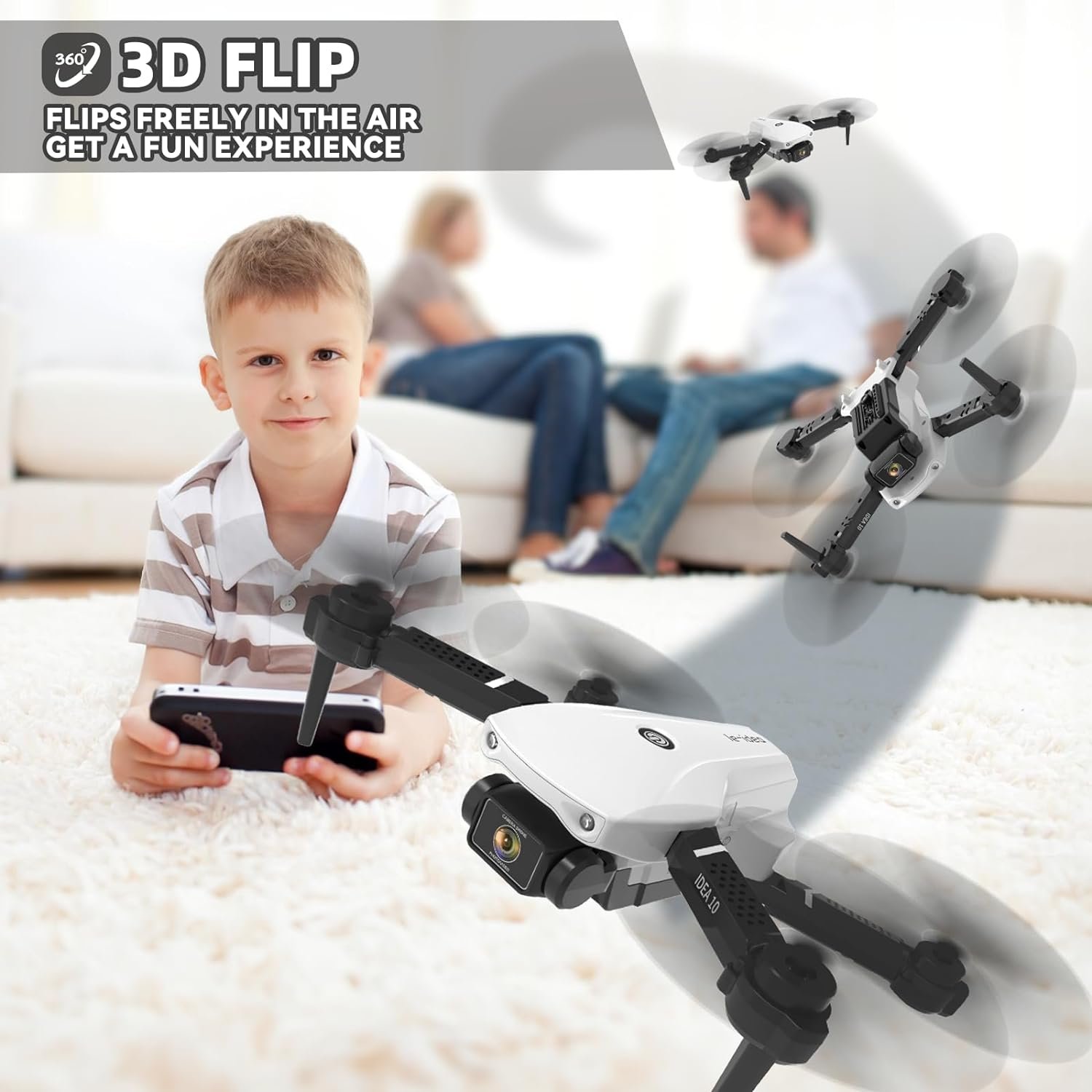 morlyrctooy Mini Drones with 2 Cameras, 720P Idea10 Drone for Children, Beginners, RC Quadcopter with Optical Flow Positioning, Altitude Hold, 360° Flip, 2 Batteries - Image 4