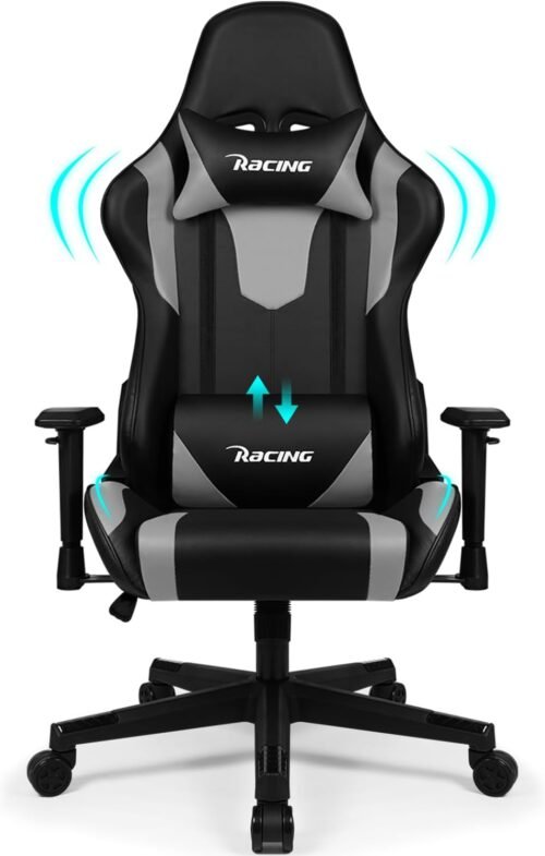 Homimaster Gaming Chair, Office Chair Ergonomic with Adjustable Lumbar Cushion, Pillow and Armrests, Gaming Chair Padded, Gamer Chair Rocker Function, Gaming Chair 150 kg Load Capacity Best Price Homimaster Gaming Chair, Office Chair Ergonomic with Adjustable Lumbar Cushion, Pillow and Armrests, Gaming Chair Padded, Gamer Chair Rocker Function, Gaming Chair 150 kg Load Capacity