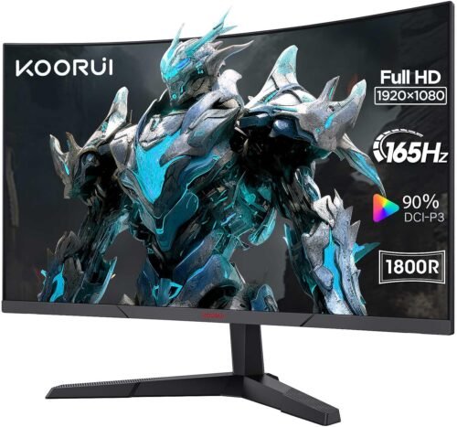 KOORUI 24 Inch Gaming Monitor with 1800R, FHD 1080p, 4ms Response Time, 165Hz Refresh Rates, DCI-P3 90%, SRGB 100%, HDMI 1.2, DP 1.2, Audio Connection, 250cd/m² Brightness, Black 24E6C Best Price KOORUI 24 Inch Gaming Monitor with 1800R, FHD 1080p, 4ms Response Time, 165Hz Refresh Rates, DCI-P3 90%, SRGB 100%, HDMI 1.2, DP 1.2, Audio Connection, 250cd/m² Brightness, Black 24E6C
