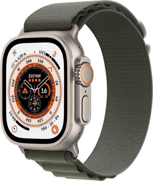 Apple Watch Ultra (GPS + Cellular, 49mm) Smartwatch - Titangehäuse, Alpine Loop Grün - Medium. Fitnesstracker, präzisesGPS, Aktionstaste, extra Lange Batterielaufzeit, helleres Retina Display Best Price Apple Watch Ultra (GPS + Cellular, 49mm) Smartwatch - Titangehäuse, Alpine Loop Grün - Medium. Fitnesstracker, präzisesGPS, Aktionstaste, extra Lange Batterielaufzeit, helleres Retina Display